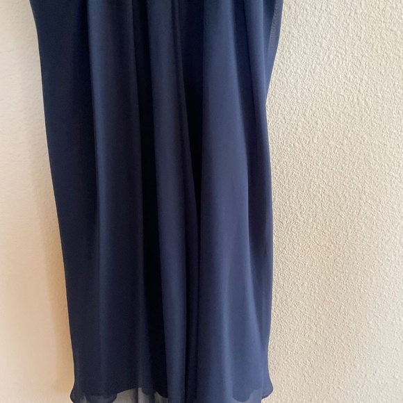 Sleeveless blue crepe beaded Greek style party dress - Picture 3 of 4